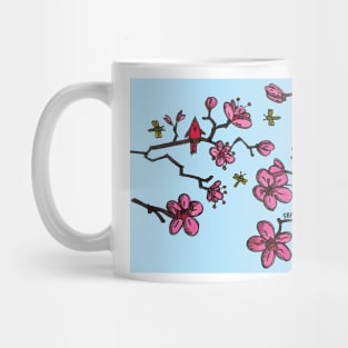 RED BIRD IN CHERRY BLOSSOMS Mug